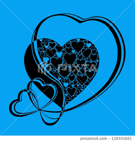 Abstract heart pattern made of small hearts. Greeting card for wedding, valentine day and birthday. 126501681