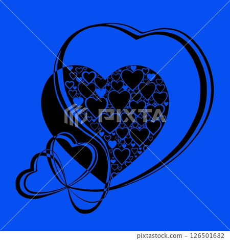 Abstract heart pattern made of small hearts. Greeting card for wedding, valentine day and birthday. 126501682