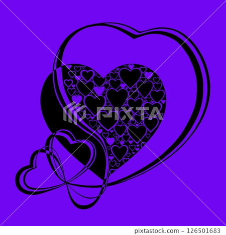 Abstract heart pattern made of small hearts. Greeting card for wedding, valentine day and birthday. 126501683