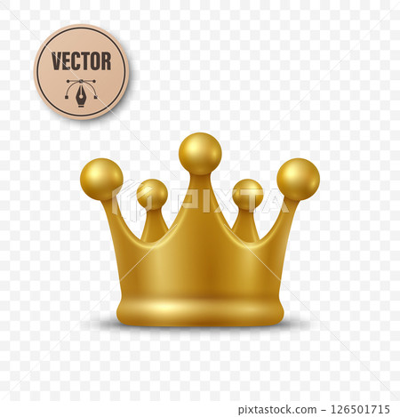 Gold Crown Vector Illustration. Realistic 3d Gold Crown Vector Icon for Royalty, Winner, Luxury. Gold Crown Vector Clipart for King, Queen, Champion, Award, Prize, Premium, Royal Symbol Design 126501715
