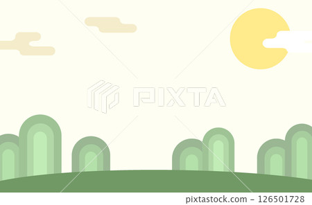 an oriental background with mountains and clouds 126501728