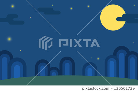 an oriental night background with mountains and stars 126501729