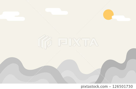 an oriental background with mountains and clouds an oriental background with mountains and clouds 126501730