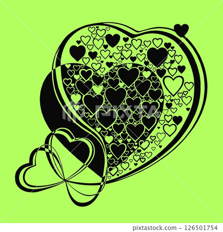 Abstract heart pattern made of small hearts. Greeting card for wedding, valentine day and birthday. 126501754