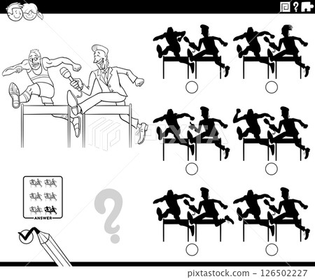 shadow puzzle with cartoon runner and reporter coloring page shadow puzzle with cartoon runner and reporter coloring page 126502227