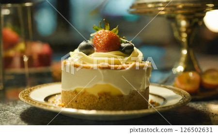 Cream cake and strawberry sweets / Gorgeous and delicious looking sweets ingredients 126502631