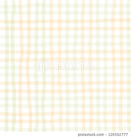 Orange Sage Green Plaid Gingham Check Hand Drawn Background Pattern Overlay 126502777