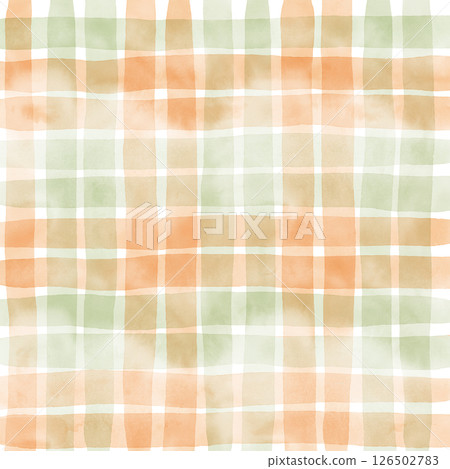Orange Sage Green Plaid Gingham Check Hand Drawn Background Pattern Overlay Orange Sage Green Plaid Gingham Check Hand Drawn Background Pattern Overlay 126502783