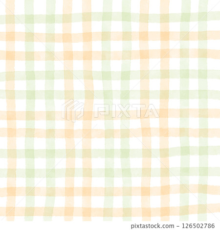 Orange Sage Green Plaid Gingham Check Hand Drawn Background Pattern Overlay Orange Sage Green Plaid Gingham Check Hand Drawn Background Pattern Overlay 126502786