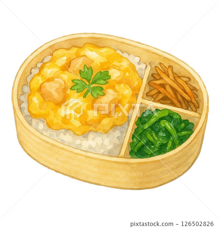 Watercolor illustration of Oyakodon style bento 126502826