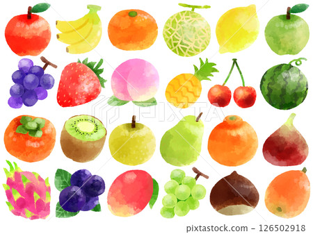 水果圖示插畫手繪水彩風格 水果圖示插畫手繪水彩風格 126502918