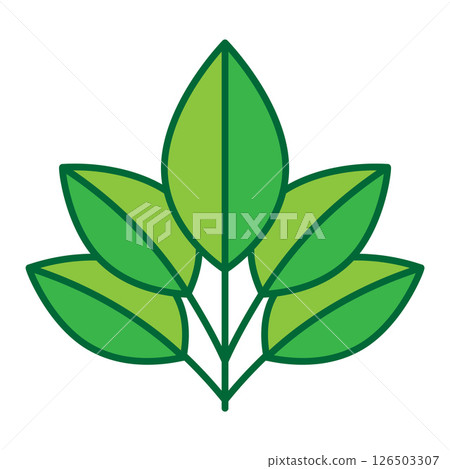 Green plant leaves icon on a white background. Green plant leaves icon on a white background. 126503307
