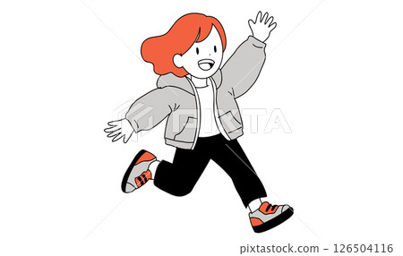 一個孩子熱情地跳躍的插圖 一個孩子熱情地跳躍的插圖 126504116