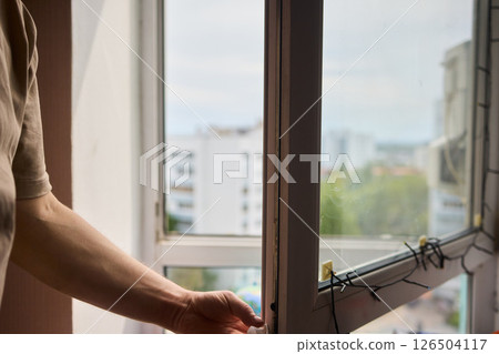 Efficiently Cleaning Windows with Advanced Steam Technology for a Spotless Crystal Clear View Efficiently Cleaning Windows with Advanced Steam Technology for a Spotless Crystal Clear View 126504117