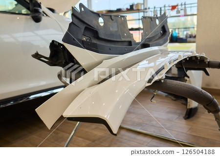 Comprehensive Car Repair Parts Selection in a Workshop with Unique Bumper Elements Comprehensive Car Repair Parts Selection in a Workshop with Unique Bumper Elements 126504188