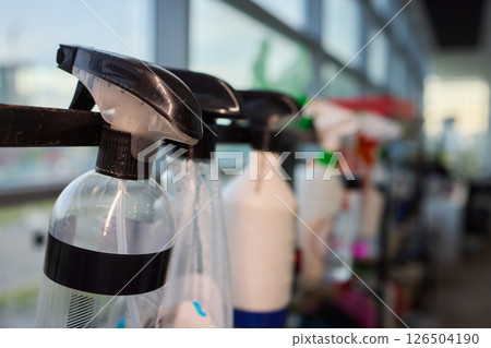Important and Essential Car Detailing Tools and Accessories in a Modern Garage Setting for Cars 126504190