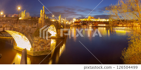 Charles Bridge at Sunset in Prague, Czech Republic 126504499