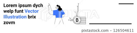 Person pointing at a Bitcoin symbol with circuit paths. Ideal for fintech, cryptocurrency topics, blockchain education, technology websites, investment guides, digital wallets, and financial landing Person pointing at a Bitcoin symbol with circuit paths. Ideal for fintech, cryptocurrency topics, blockchain education, technology websites, investment guides, digital wallets, and financial landing 126504611