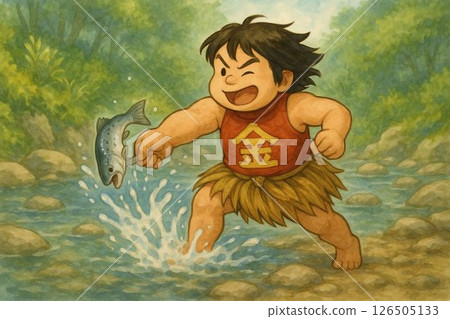 Catch a fish in the river with your bare hands 126505133