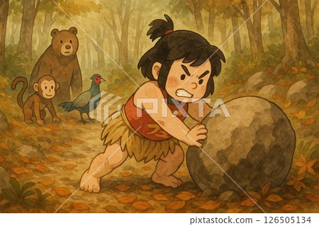 A test of strength to roll a large rock 126505134