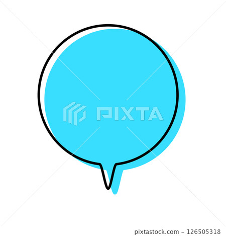 A simple speech bubble with misaligned lines, pointing downward in a circular shape A simple speech bubble with misaligned lines, pointing downward in a circular shape 126505318