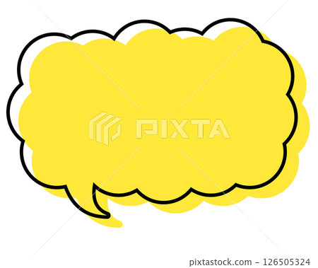 一個簡單的對話框，線條錯位，呈現細長的雲朵形狀。 126505324