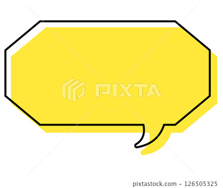 A simple, misaligned speech bubble in a long, octagonal shape 126505325