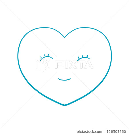 Hand-drawn heart - Warm, natural color - Light blue (traditional Japanese color) 126505360