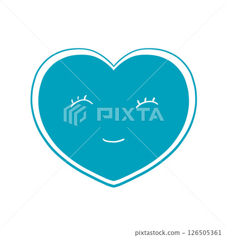 Hand-drawn heart - Warm, natural color - Light blue (traditional Japanese color) 126505361