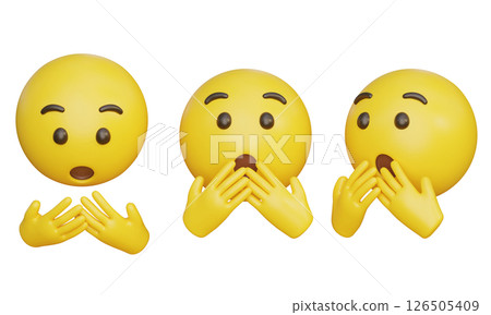 emoticon covering his mouth with his hand in surprise 3D Icon emoticon covering his mouth with his hand in surprise 3D Icon 126505409