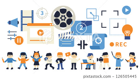 由創意人員製作和編輯的視訊圖像插圖 126505445