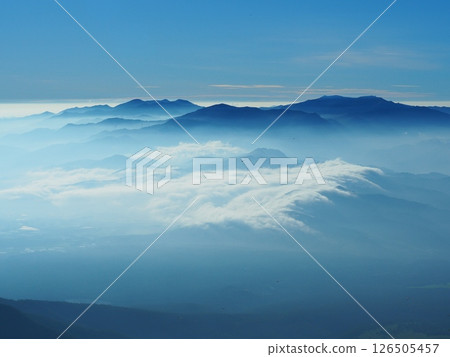 Morning view of Mt. Kinpu and Mt. Kobushin in Okuchichibu from the Yatsugatake Mountains in summer Morning view of Mt. Kinpu and Mt. Kobushin in Okuchichibu from the Yatsugatake Mountains in summer 126505457