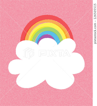 粉紅色的復古彩虹和雲彩插圖向量背景與複製空間透明相框背景 126505515