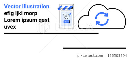 Mobile e-commerce storefront with cloud sync icon, blue accents. Ideal for tech integration, online shopping, global reach, cloud computing, digital transformation, business growth, and cybersecurity Mobile e-commerce storefront with cloud sync icon, blue accents. Ideal for tech integration, online shopping, global reach, cloud computing, digital transformation, business growth, and cybersecurity 126505594