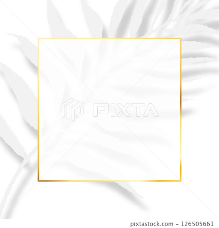 簡單優雅的白色和金色植物複製空間可用的婚禮邀請函和廣告向量插圖框架 126505661