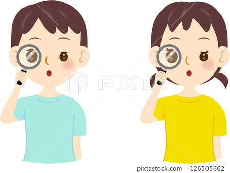 Child with a magnifying glass 126505662