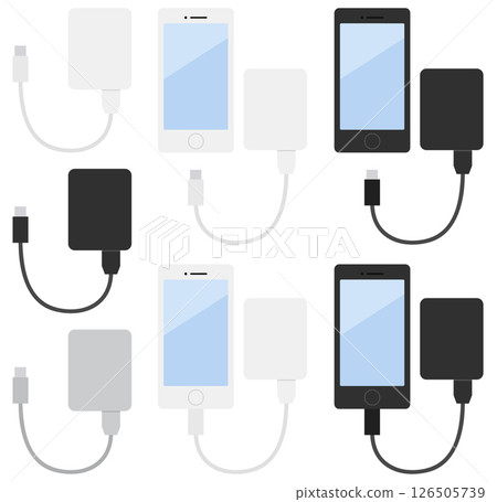 Smartphone and mobile battery set, monochrome color Smartphone and mobile battery set, monochrome color 126505739