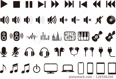 音樂和聲音圖標集，單色，簡單 126506266