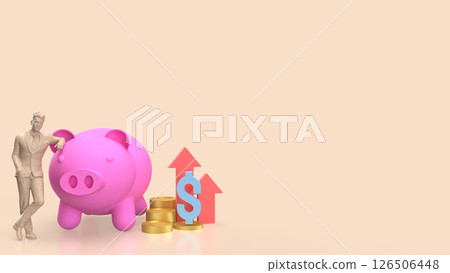 The Piggy Bank and coins for Business concept 3d Rendering. The Piggy Bank and coins for Business concept 3d Rendering. 126506448