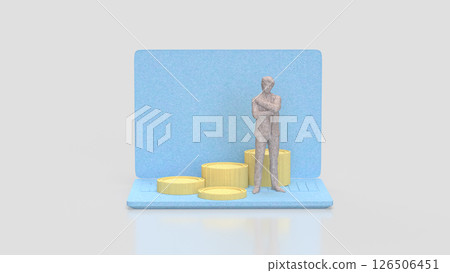 The Man and coins on notebook for Business concept 3d Rendering. 126506451