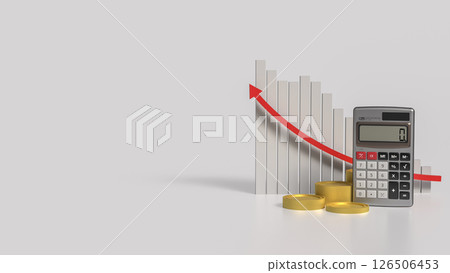 The Calculator and coins for business concept 3d Rendering. 126506453