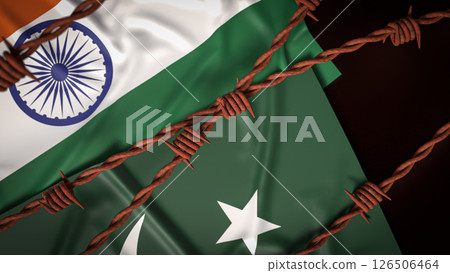 The India and Pakistan flag image 3d Rendering. The India and Pakistan flag image 3d Rendering. 126506464