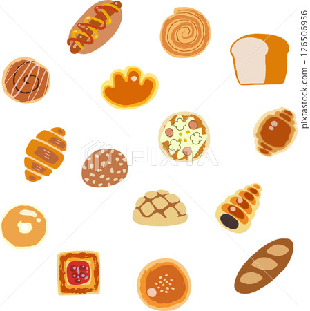 簡單的手繪麵包插圖集 簡單的手繪麵包插圖集 126506956