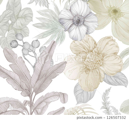 Creative Hand Drawn Floral and Scrollwork Pattern Illustrations 126507332