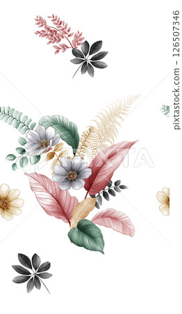 Creative Hand Drawn Floral and Scrollwork Pattern Illustrations 126507346