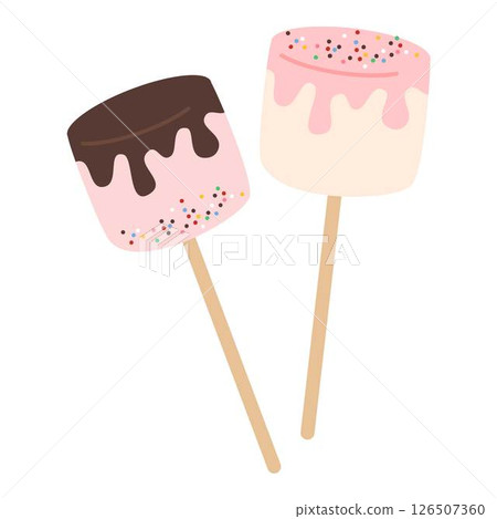 Marshmallow in chocolate glaze on a stick 126507360