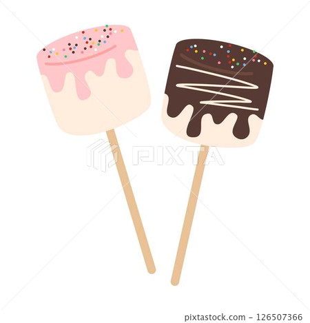 Marshmallow with chocolate dripping illustration Marshmallow with chocolate dripping illustration 126507366