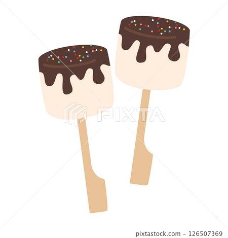 Marshmallows on Stick and Chocolate illustration design 126507369