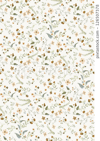 Elegant Hand Painted Curly Flower Motif Art Compositions 126507378
