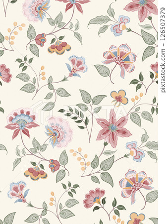 Elegant Hand Painted Curly Flower Motif Art Compositions 126507379